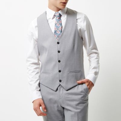 Grey slim waistcoat